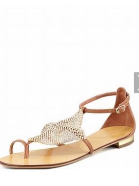 Lola Cruz mesh gold jeweled sandal